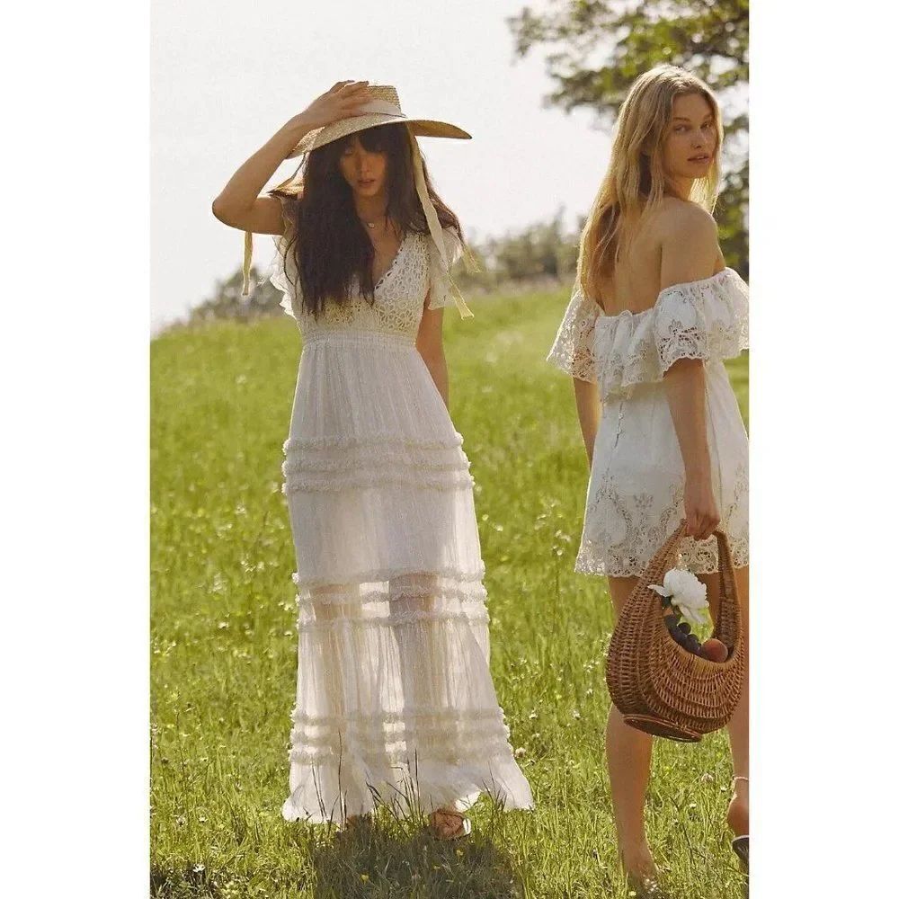 NWT FREE PEOPLE FP ONE BHLDN WATERLILY SAGE MAXI DRESS IN ALABASTER